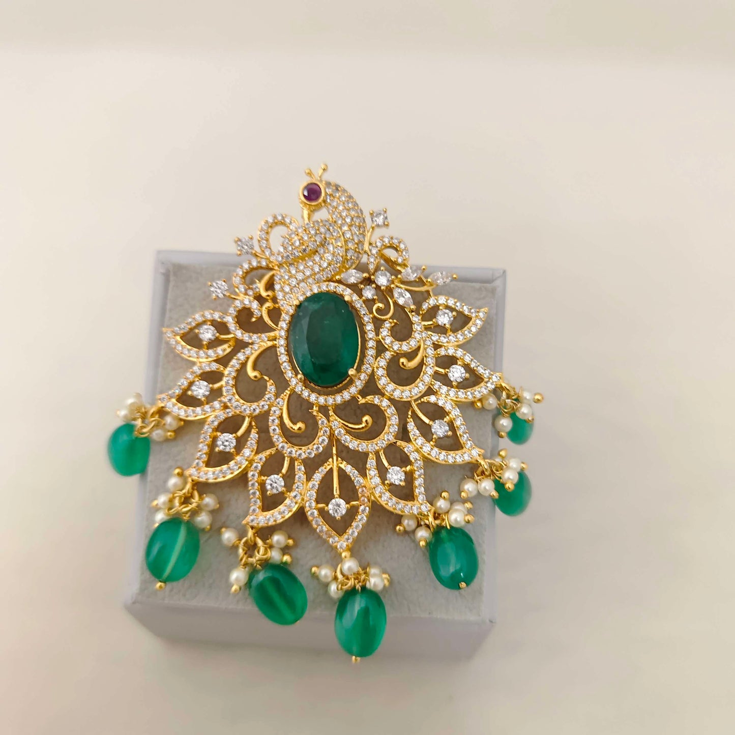 Silver CZ- stone peacock 🦚 pendant -RCD288