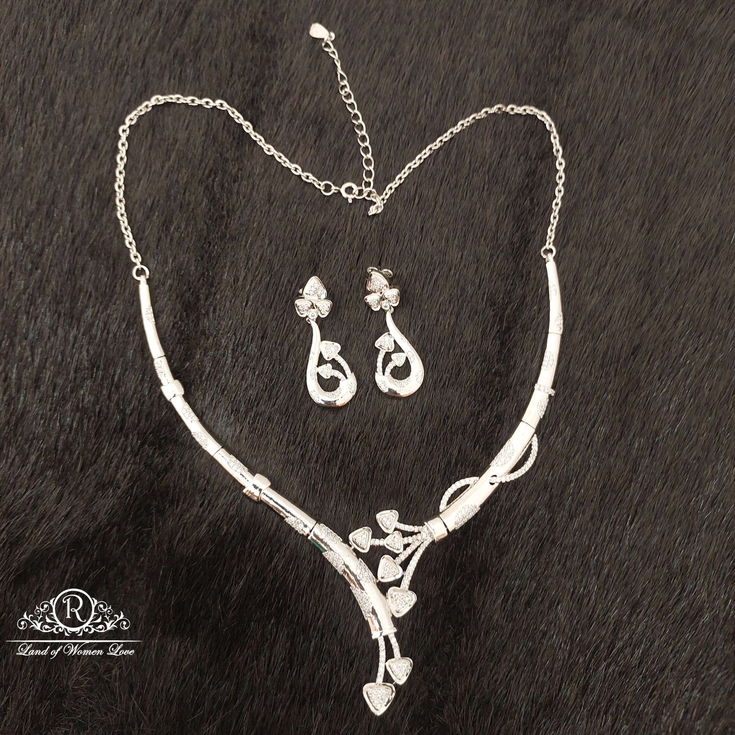 earrings silver platinum polish earrings with necklace-ss53 92.5 silver ramala jewelry / ramala collections