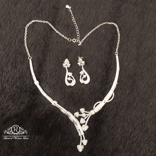 earrings silver platinum polish earrings with necklace-ss53 92.5 silver ramala jewelry / ramala collections