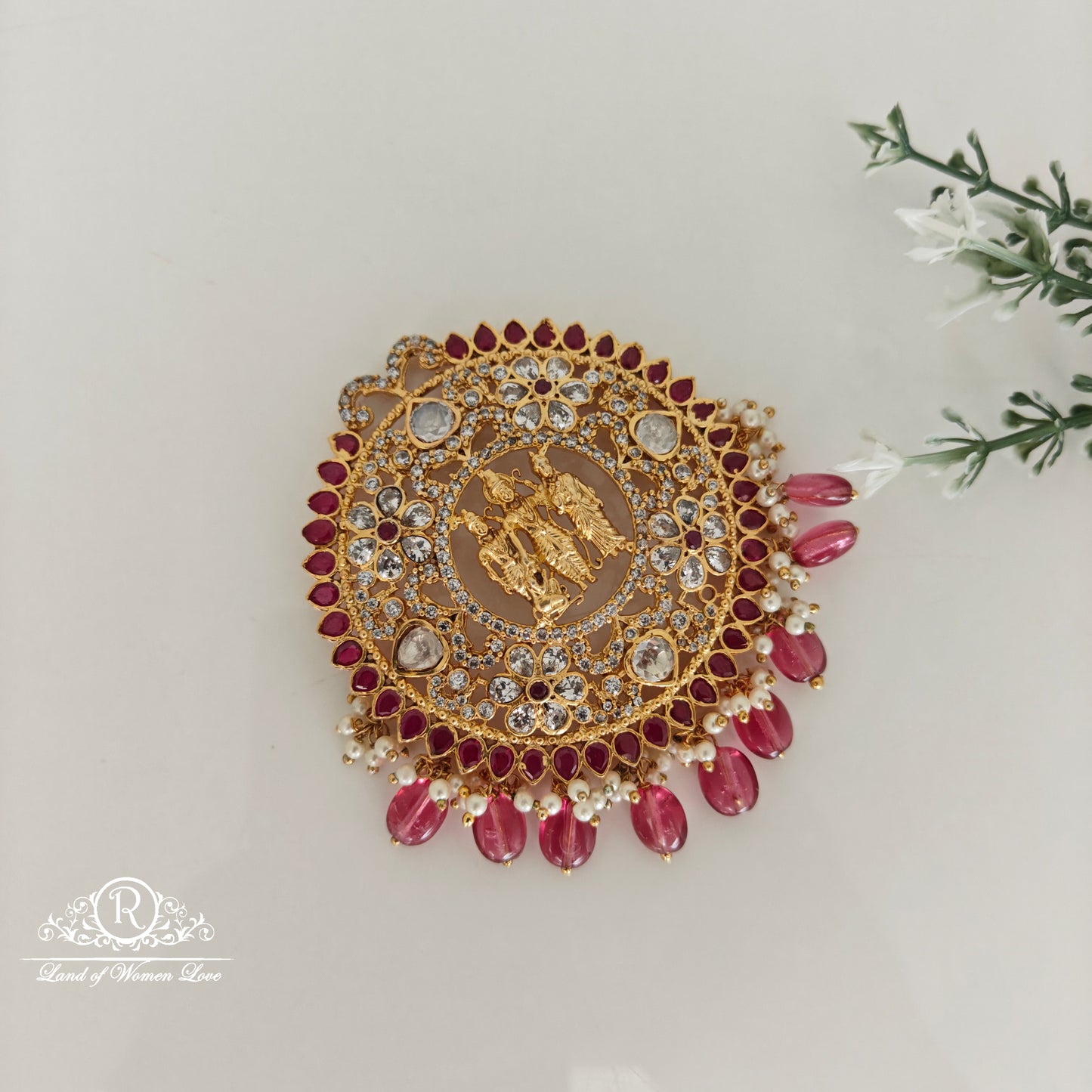 pendant cz-stones ram parivar design pendant cz 92.5 silver ramala jewelry / ramala collections