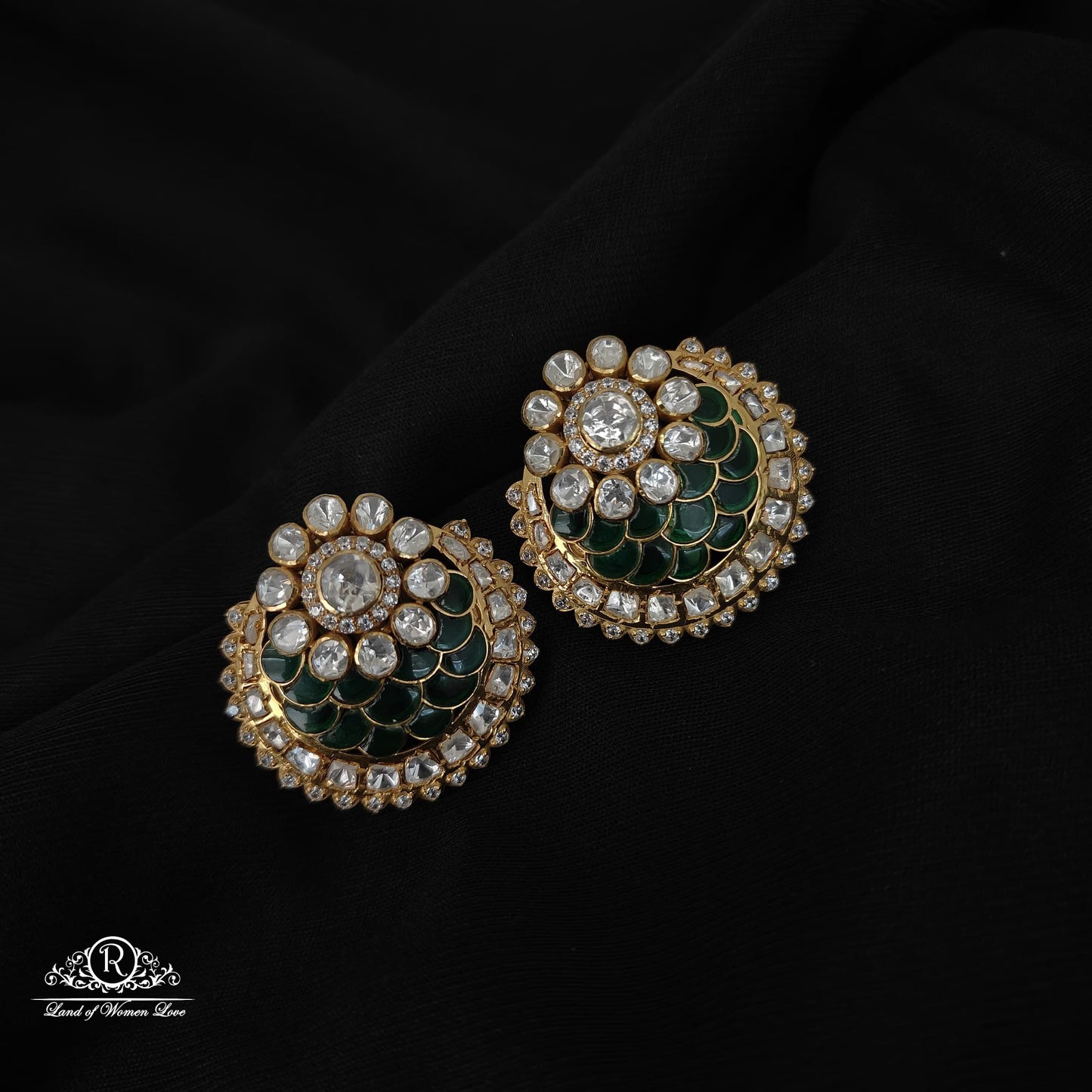 stud silver moissanite with kundan stud earrings -rczkk2 moissanite 92.5 silver ramala jewelry / ramala collections