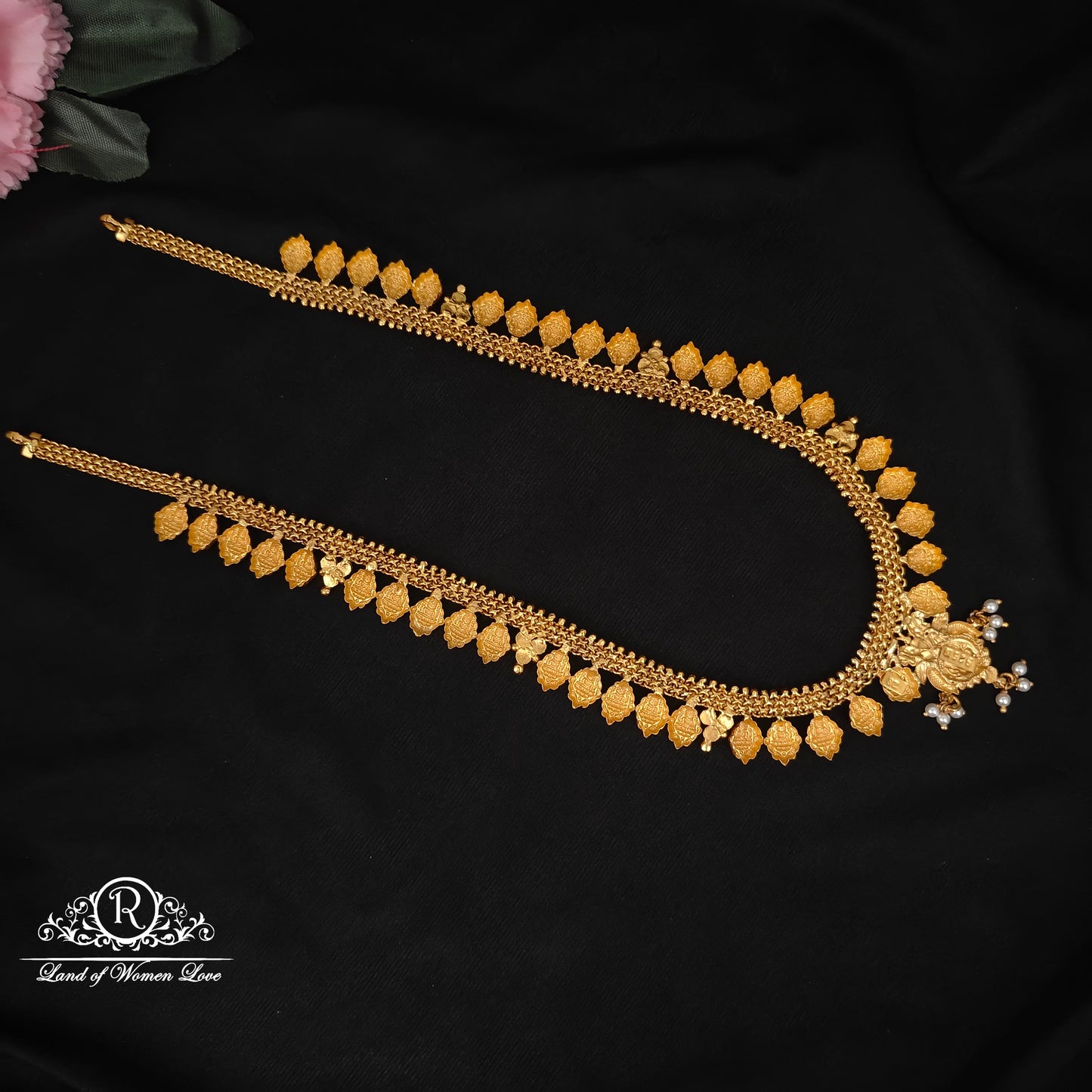 92.5 silver simple and Cute haram with Lakshmi Devi Design -RCZ89