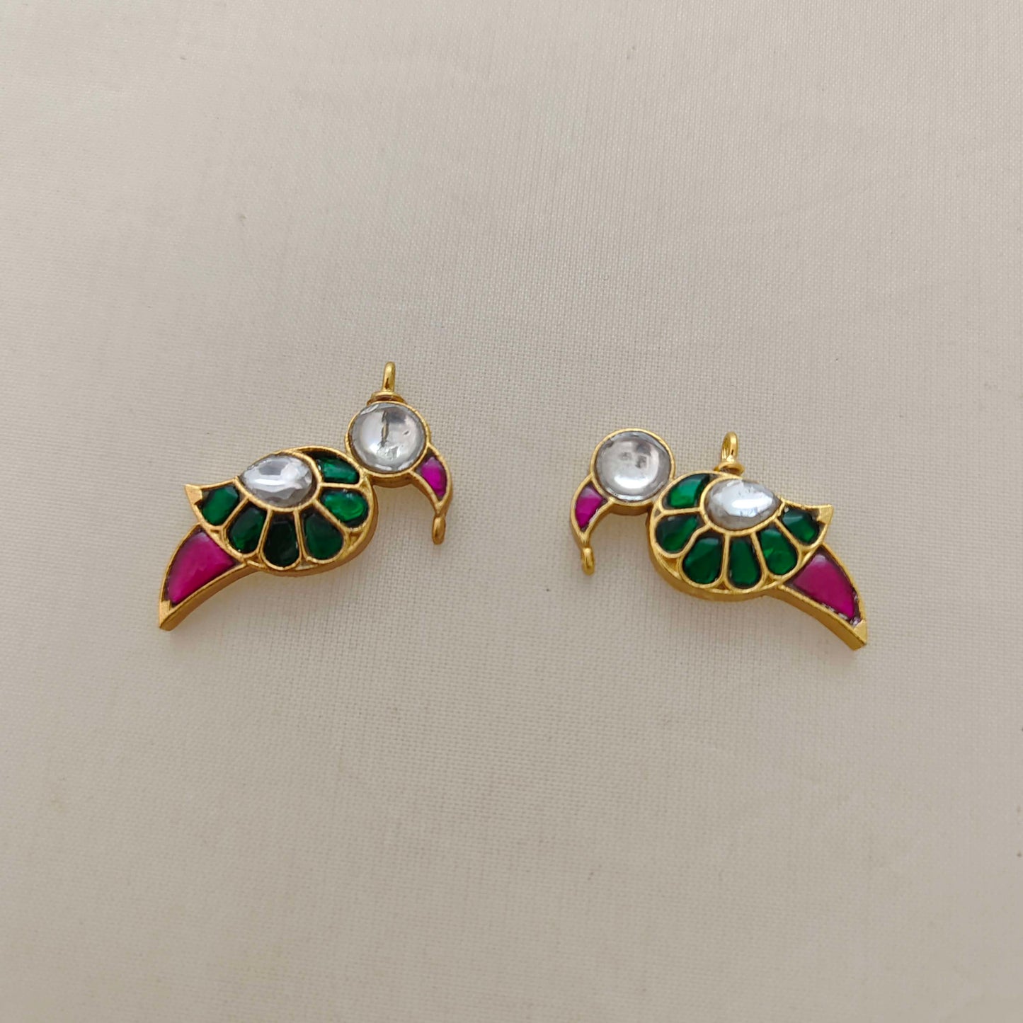 Silver kundan  bird designs pendant- RCD262