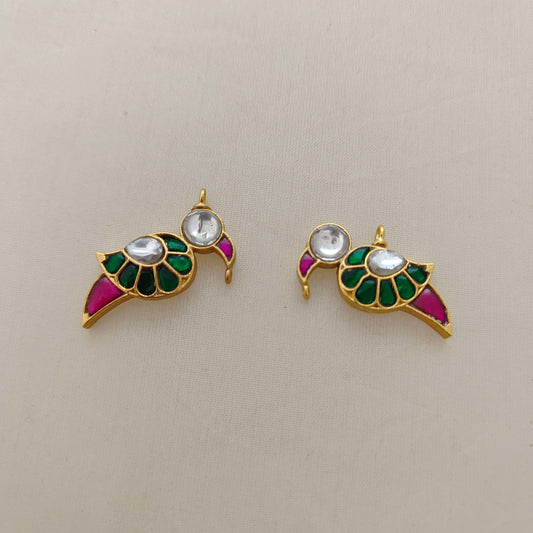 Silver kundan  bird designs pendant- RCD262