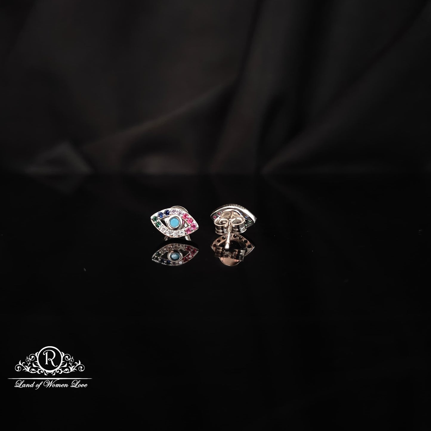 Silver evil eye model earrings -RCHS38-5