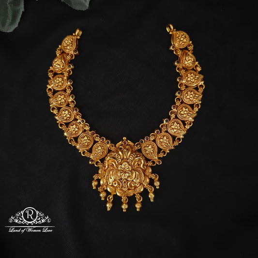 necklace 92.5 silver simple and cute necklace with flower and mango design -rcz86 92.5 silver ramala jewelry / ramala collections