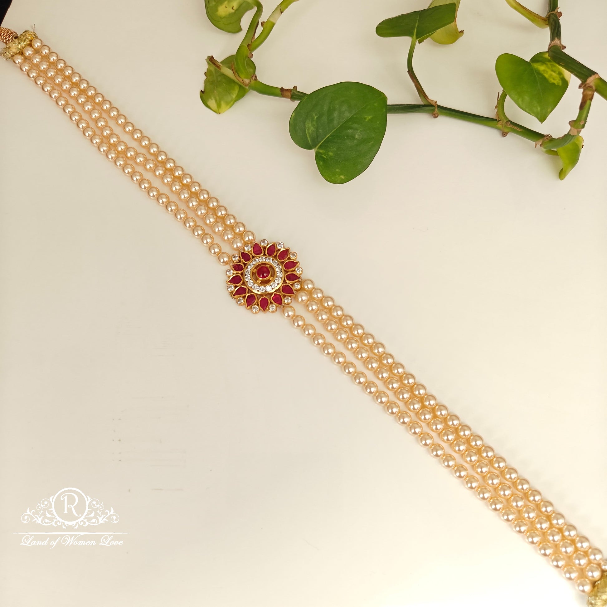 pendant 92.5 silver simple and cute pearls chocker with chocker pendant-rch963 92.5 silver ramala jewelry / ramala collections