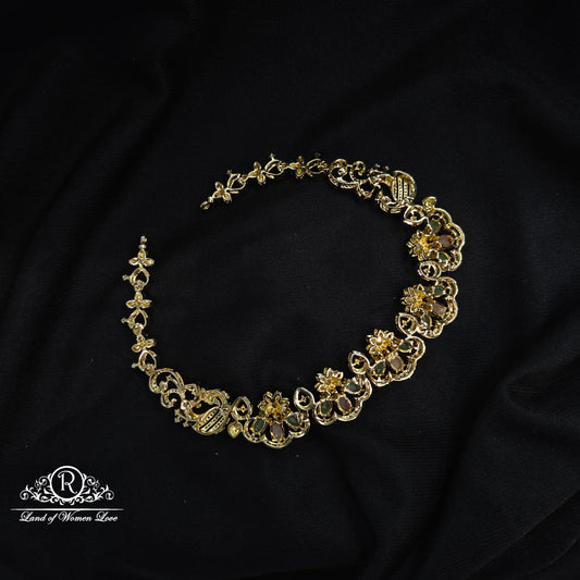 Amaya beads Diamond finishing Silver Necklace Set-RCDS018