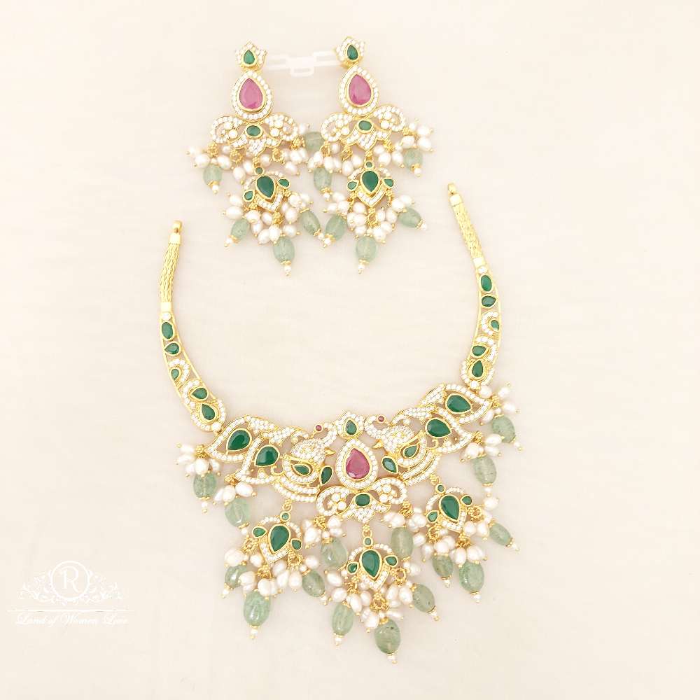 Silver Guttapusalu Earrings With Necklace-M204M205