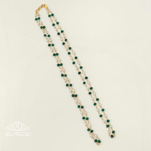 Silver Pearls Beads Openable Ring Design Chain-RC87-60P27