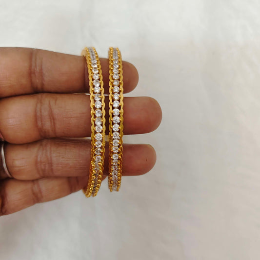 Silver White Stones Design Bangles-RCH513