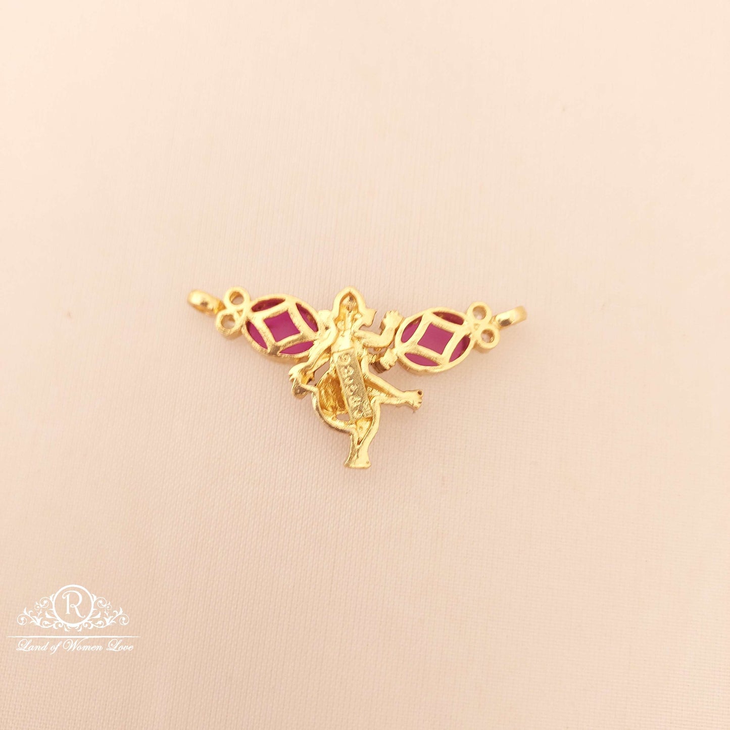 Silver With Kempu Stones Ganesh Locket-M81