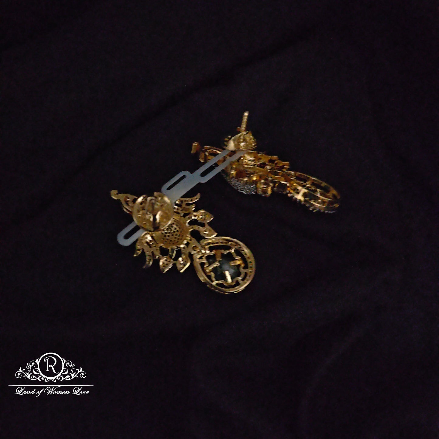 Silver peacock design CZ- stone earrings-RCDS431