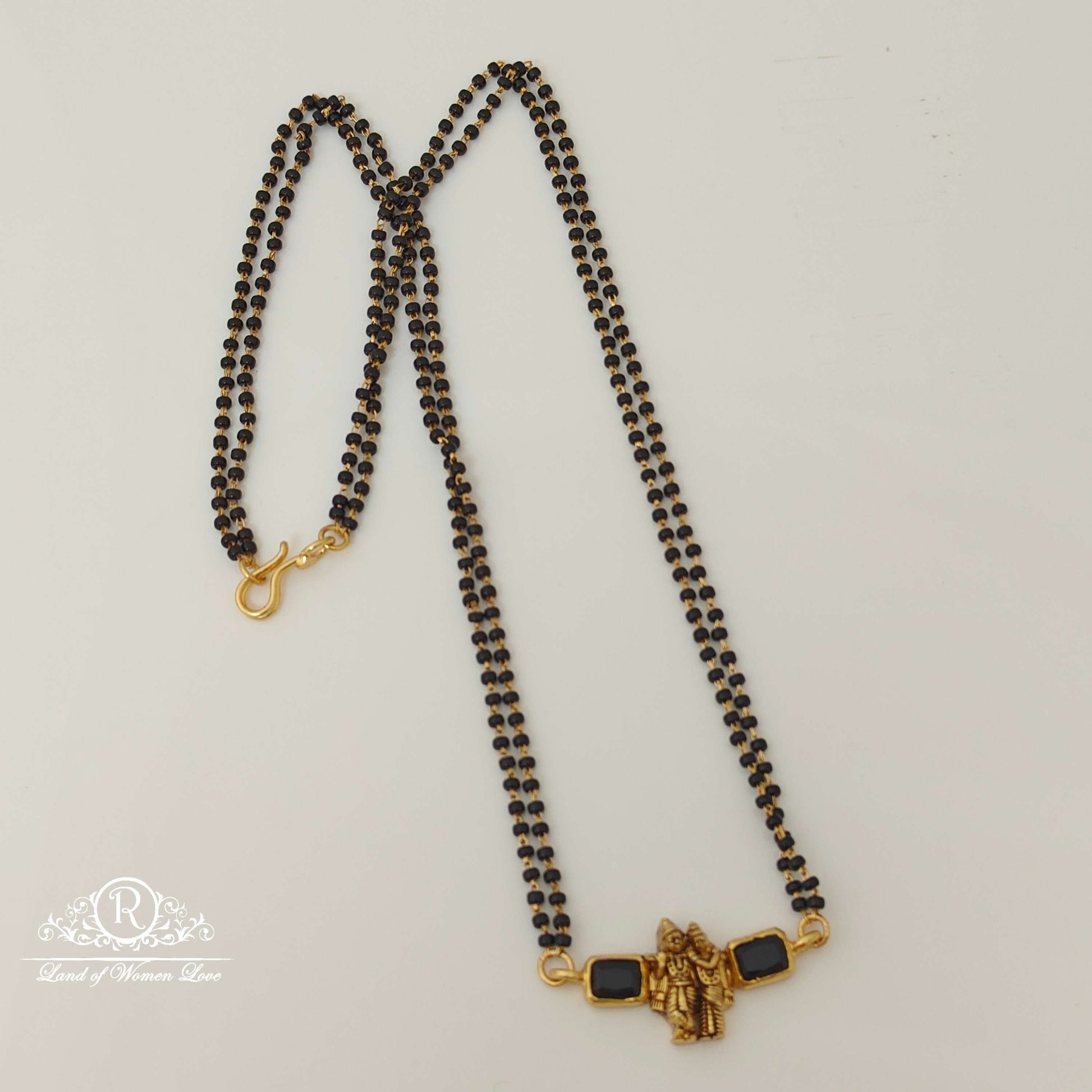 pendant silver radha krishna pendant design black beads-rcm835-1 92.5 silver ramala jewelry / ramala collections