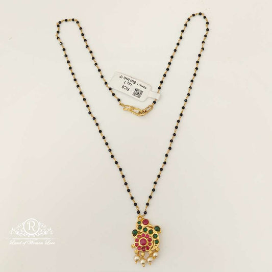 Silver black beads chain -RCHA11