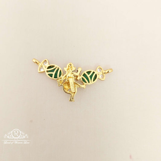 Silver With Green Stones Ganesh Locket-M83-1