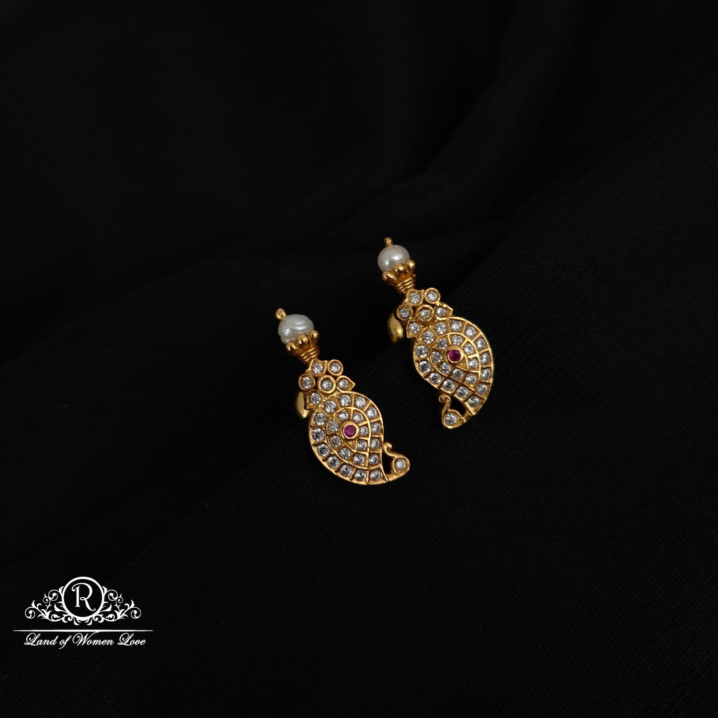 earrings 92.5 silver mango design cz-'s earrings-rccp446-19 cz 92.5 silver ramala jewelry / ramala collections