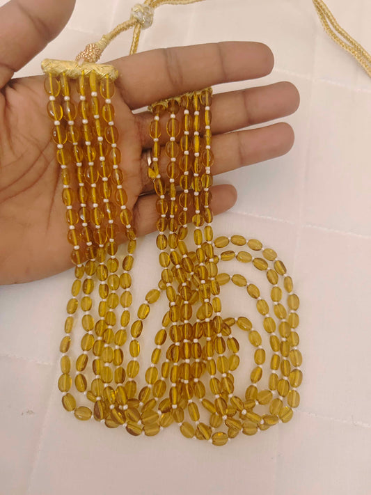 Natural Amber Ovel Nugget Shape 5 Line Beads Mala-RCMB09