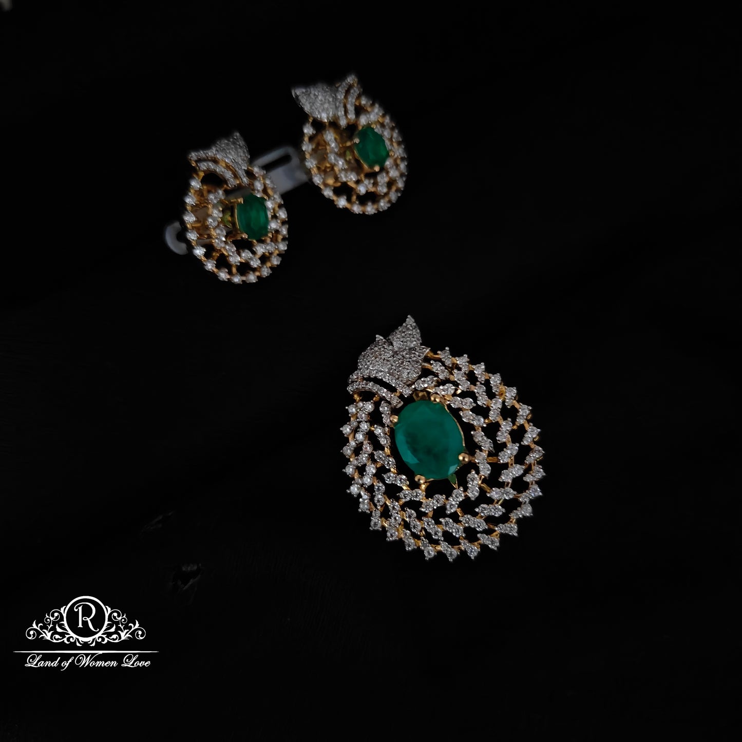 Silver CZ- stone earrings -RCDS420