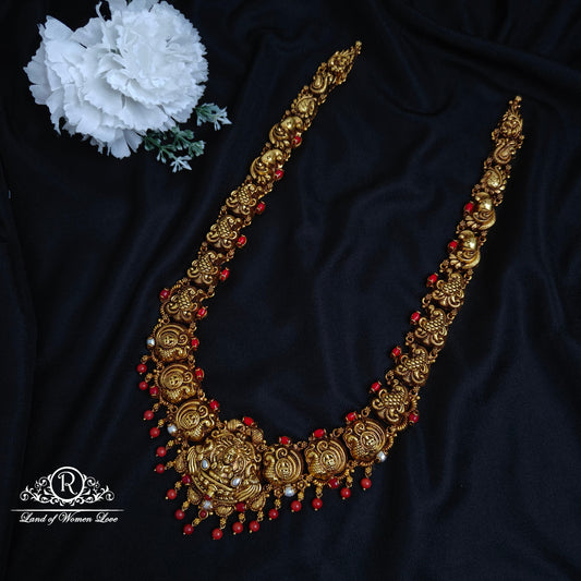 necklace silver lakshmi devi with peacock design necklace-rccp248 92.5 silver ramala jewelry / ramala collections