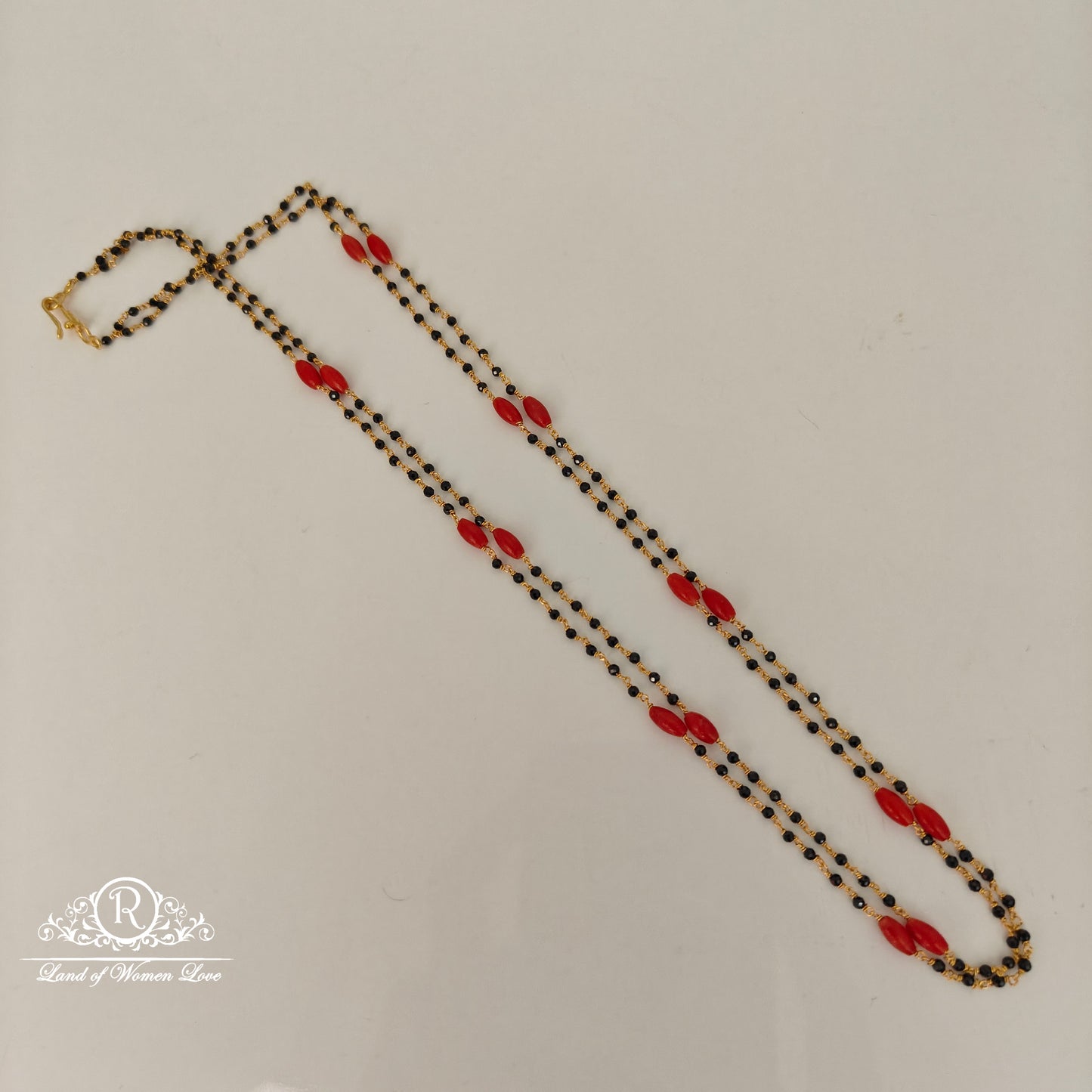 92.5 silver corals and crystals 2 lines black beads-rcah14 92.5 silver ramala jewelry / ramala collections