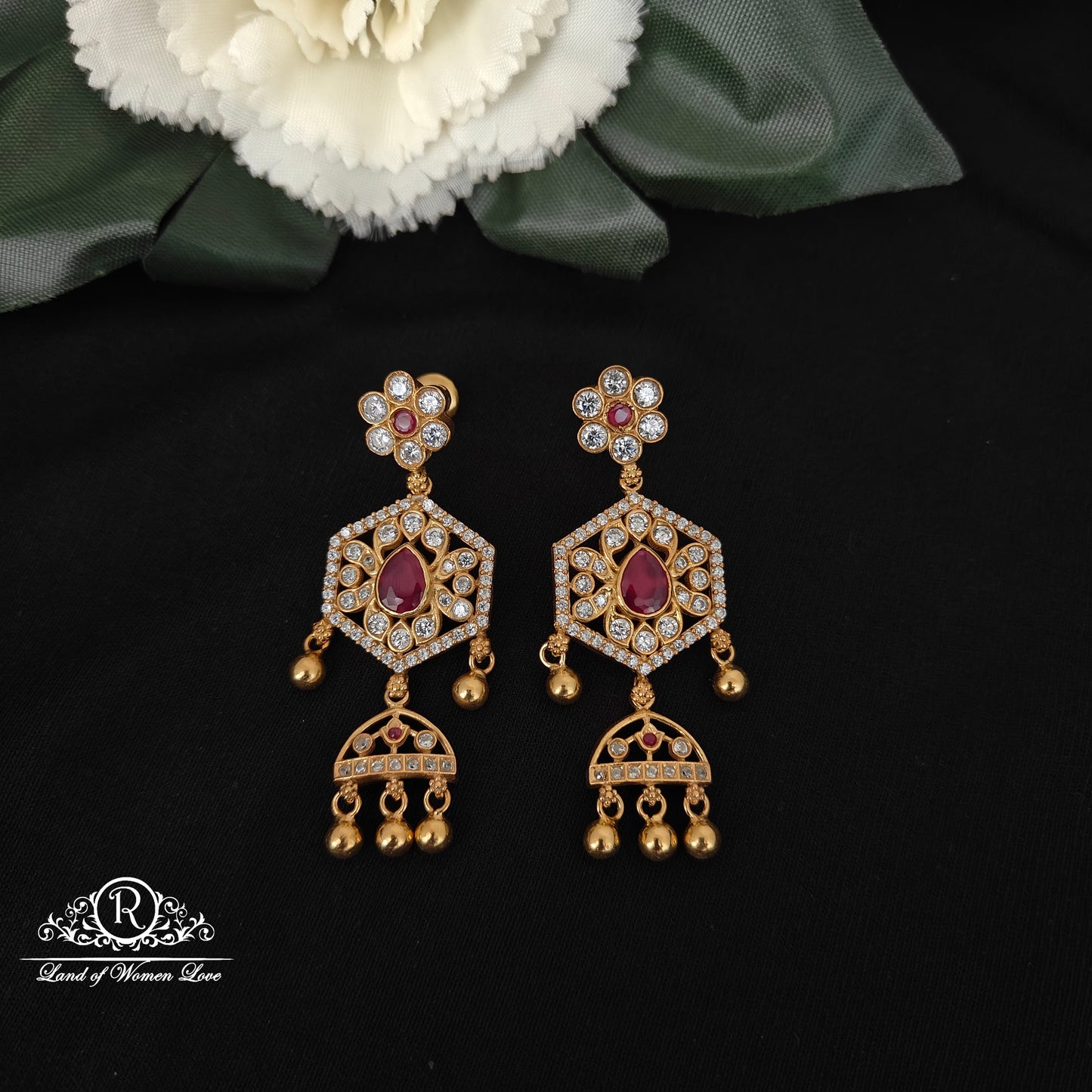 earrings silver white stones earrings-m311 92.5 silver ramala jewelry / ramala collections