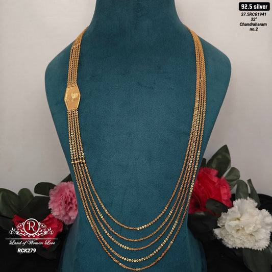 92.5 silver simple and cute chandraharam with lotus locket - rck279 92.5 silver ramala jewelry / ramala collections