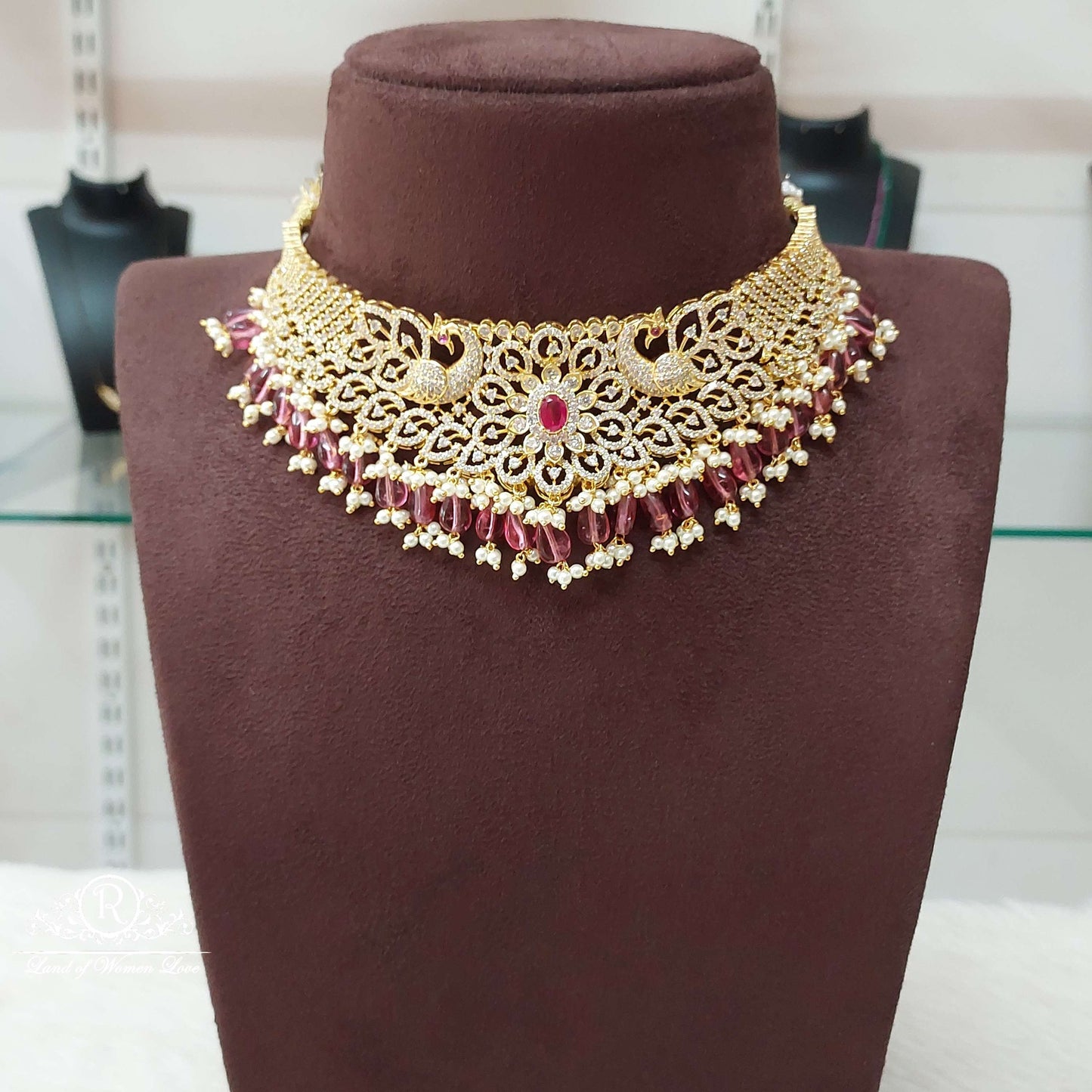 silver cz-stones chocker-s855 cz 92.5 silver ramala jewelry / ramala collections