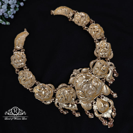 92.5 silver beautiful Lakshmi Devi and peacock Nakshi finishing necklace -RCP148