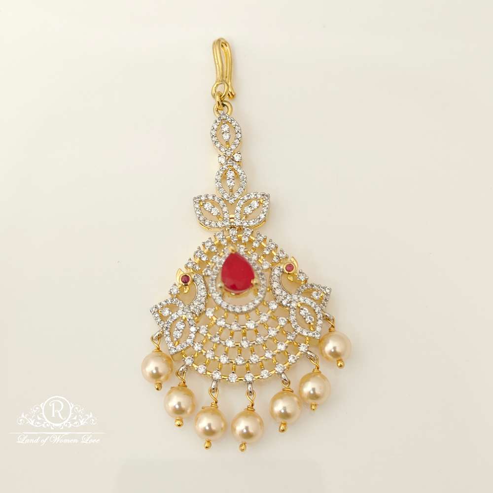 silver diamond replica design cz-stones peacock model tikkas-rccp31 cz 92.5 silver ramala jewelry / ramala collections