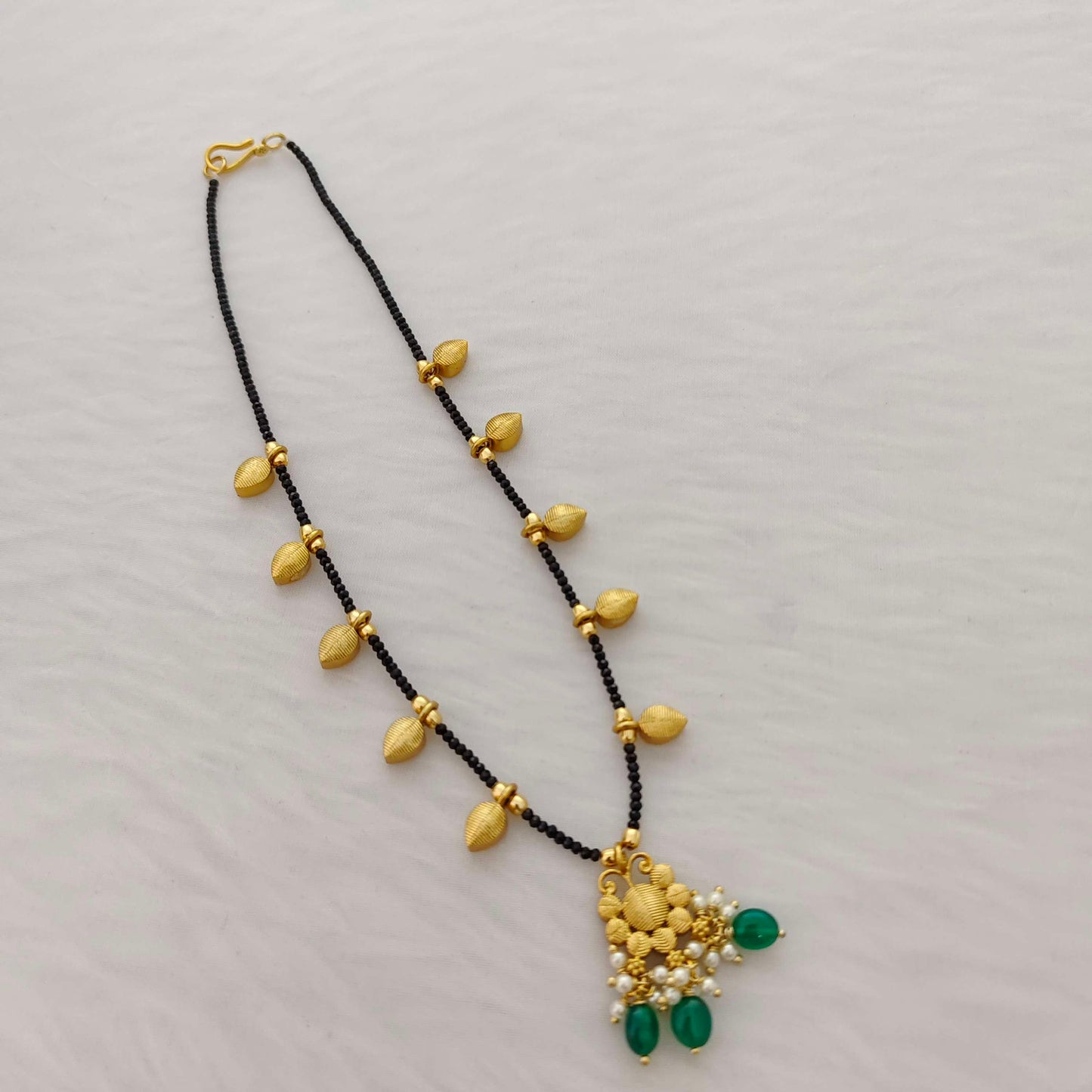 chain silver mango lockets black beads chain two in one style -rch410 92.5 silver ramala jewelry / ramala collections