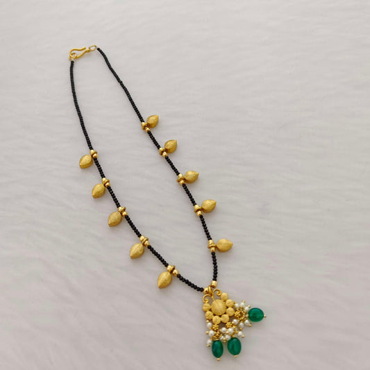 chain silver mango lockets black beads chain two in one style -rch410 92.5 silver ramala jewelry / ramala collections