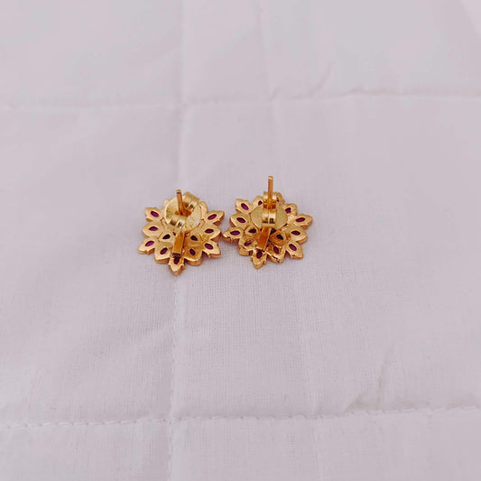 Silver CZ-gold polish Earrings design -RCP009