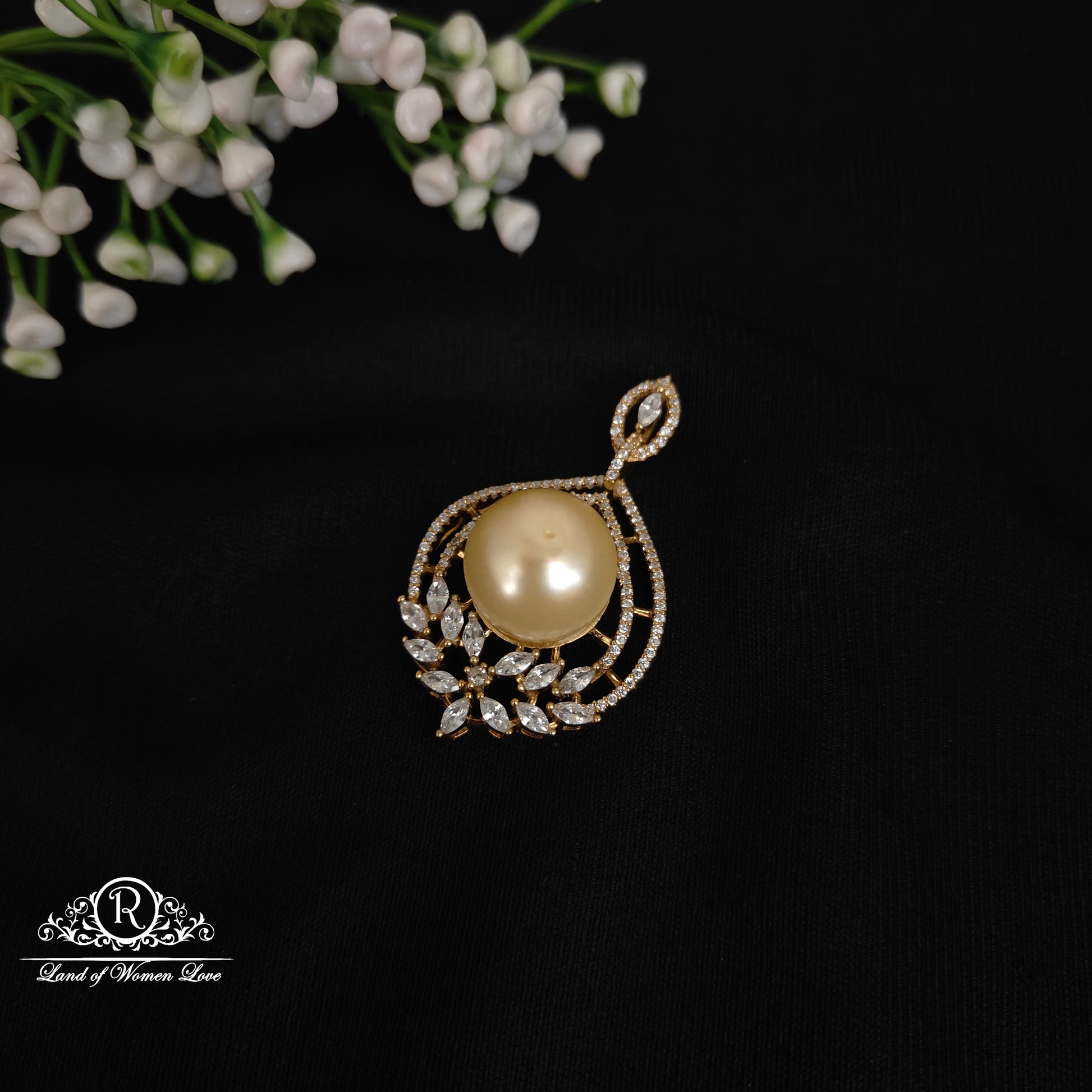 pendant silver cz- stone pendant -rcnj012 pearl 92.5 silver ramala jewelry / ramala collections