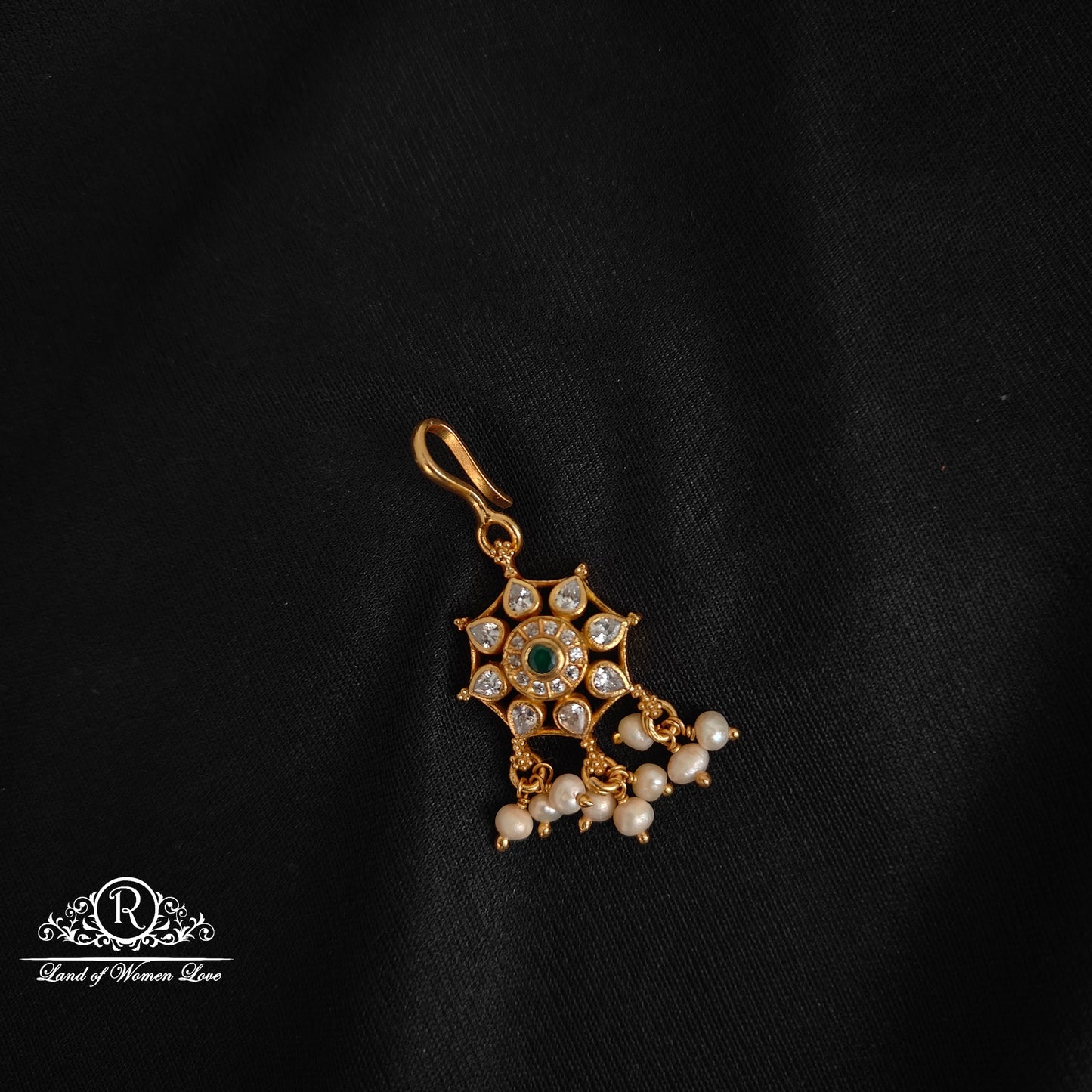 maang tikka 92.5 silver flower design tikka-rccp349 92.5 silver ramala jewelry / ramala collections