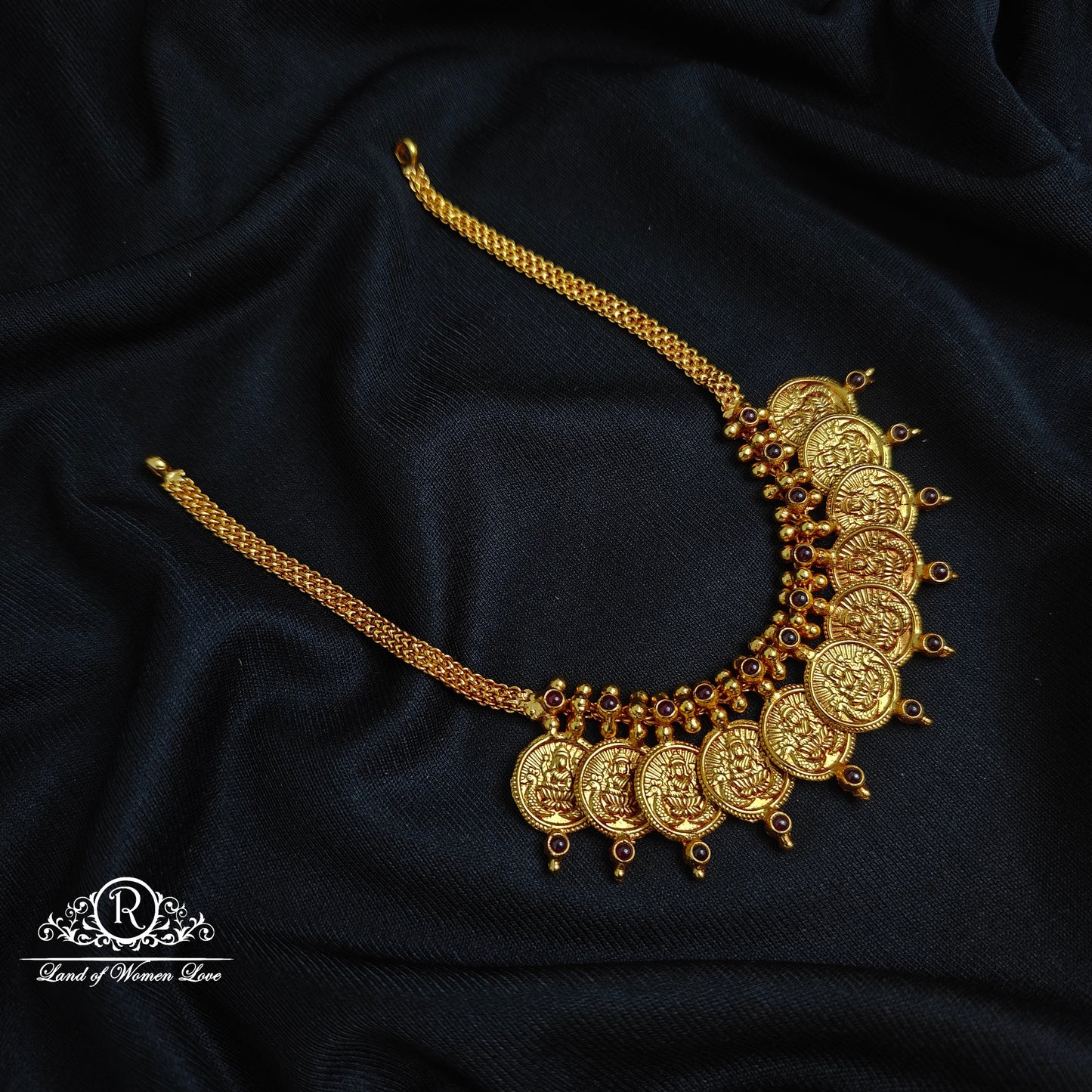 necklace 92.5 silver kasu necklace with ruby-rcjr760 ruby 92.5 silver ramala jewelry / ramala collections