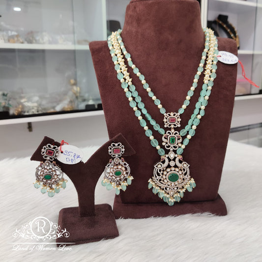 earrings silver real beads rani haram with earrings-h040 92.5 silver ramala jewelry / ramala collections