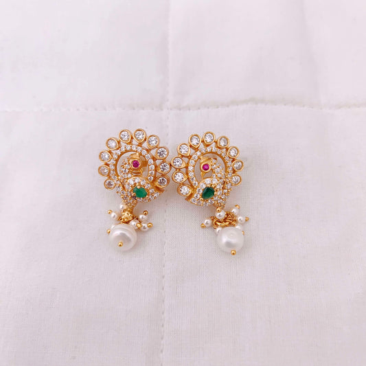 earrings silver cz-gold polish earrings -rcm524 cz 92.5 silver ramala jewelry / ramala collections