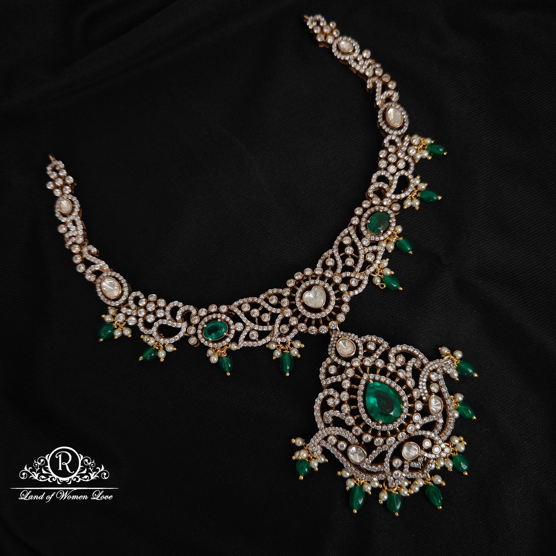 necklace silver moissanite victorian necklace moissanite 92.5 silver ramala jewelry / ramala collections