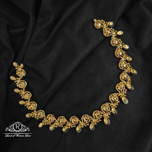 Silver pearl Gem stone necklace-RCCP257