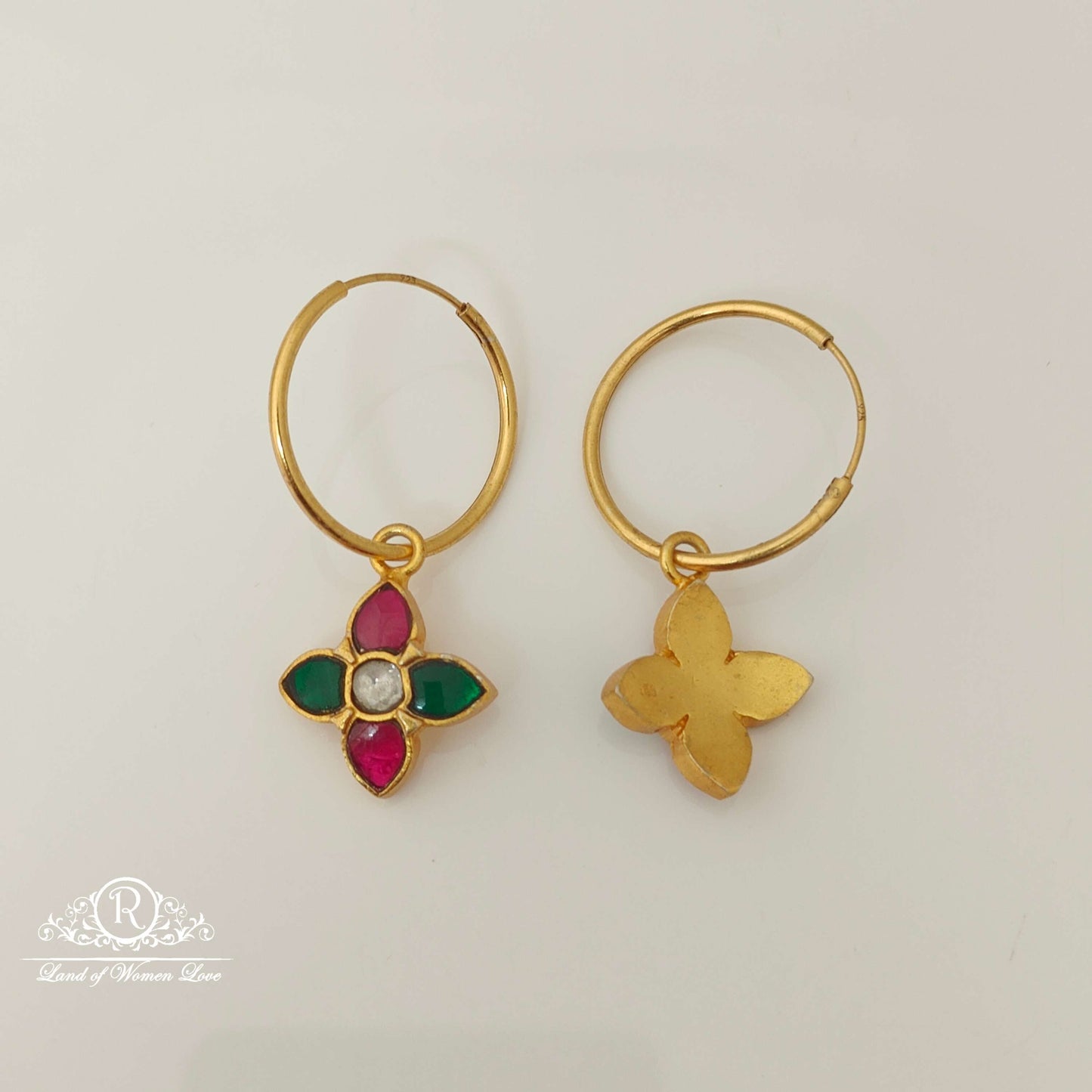 Silver Kundan Stones Design Earrings- RC87-75P59