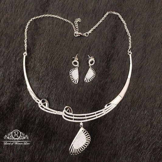 earrings silver platinum polish earrings with necklace-ss54 92.5 silver ramala jewelry / ramala collections