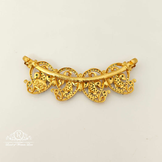 Silver Peacock Design Green Stone Mala Locket-RC87-60P10