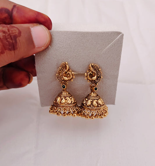 earrings silver gold polish jhumkas earrings -rcp036 92.5 silver ramala jewelry / ramala collections