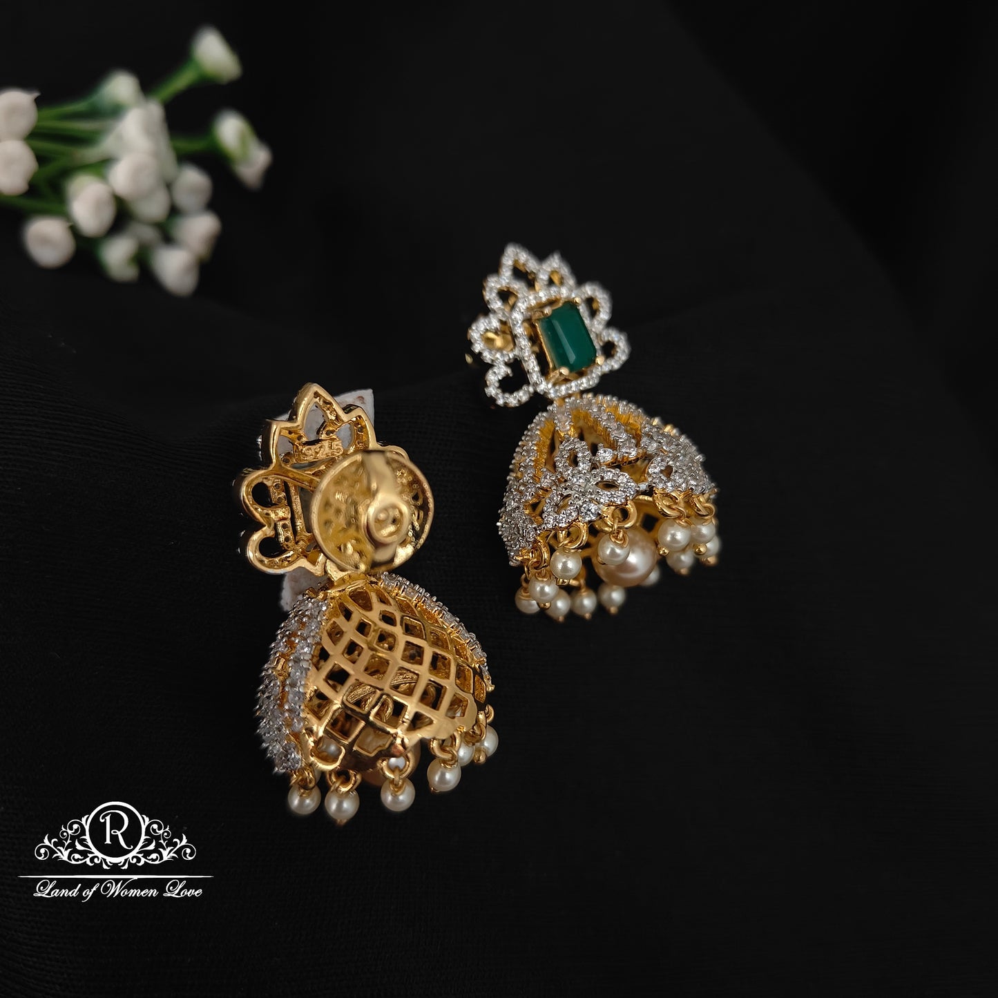 92.5 Silver simple and Cute  diamond finishing earrings -RCM091258