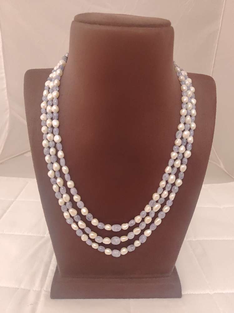 purple with pearls 3 line beads mala-rcmb11 92.5 silver ramala jewelry / ramala collections