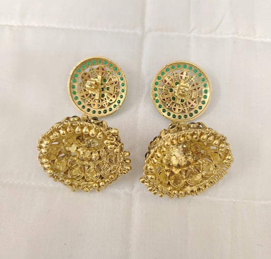 Silver Nakshi jhumka Earrings-RCV115