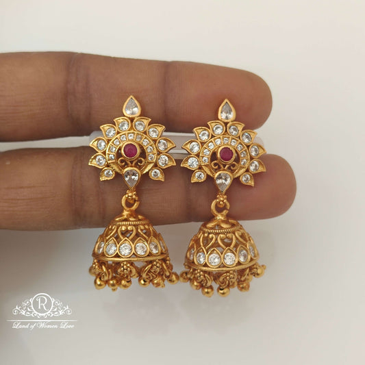jhumka silver white stones design jhumkas-rccp126 92.5 silver ramala jewelry / ramala collections