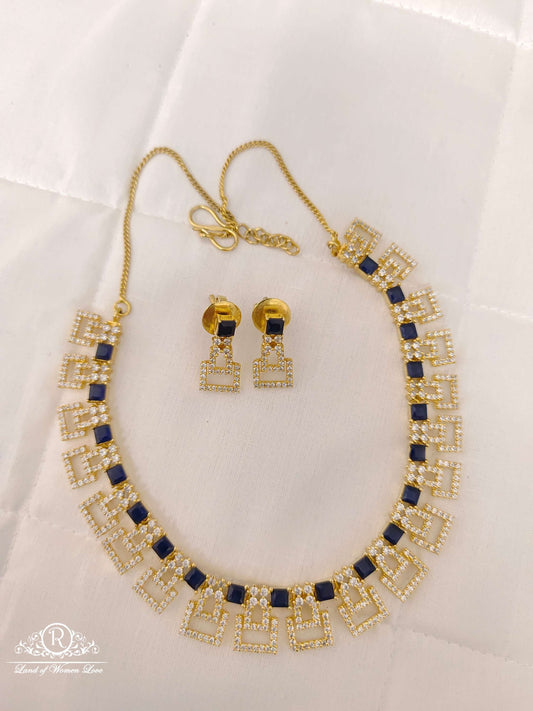 earrings silver cz- stones earrings with matching necklace-h126h127 cz 92.5 silver ramala jewelry / ramala collections