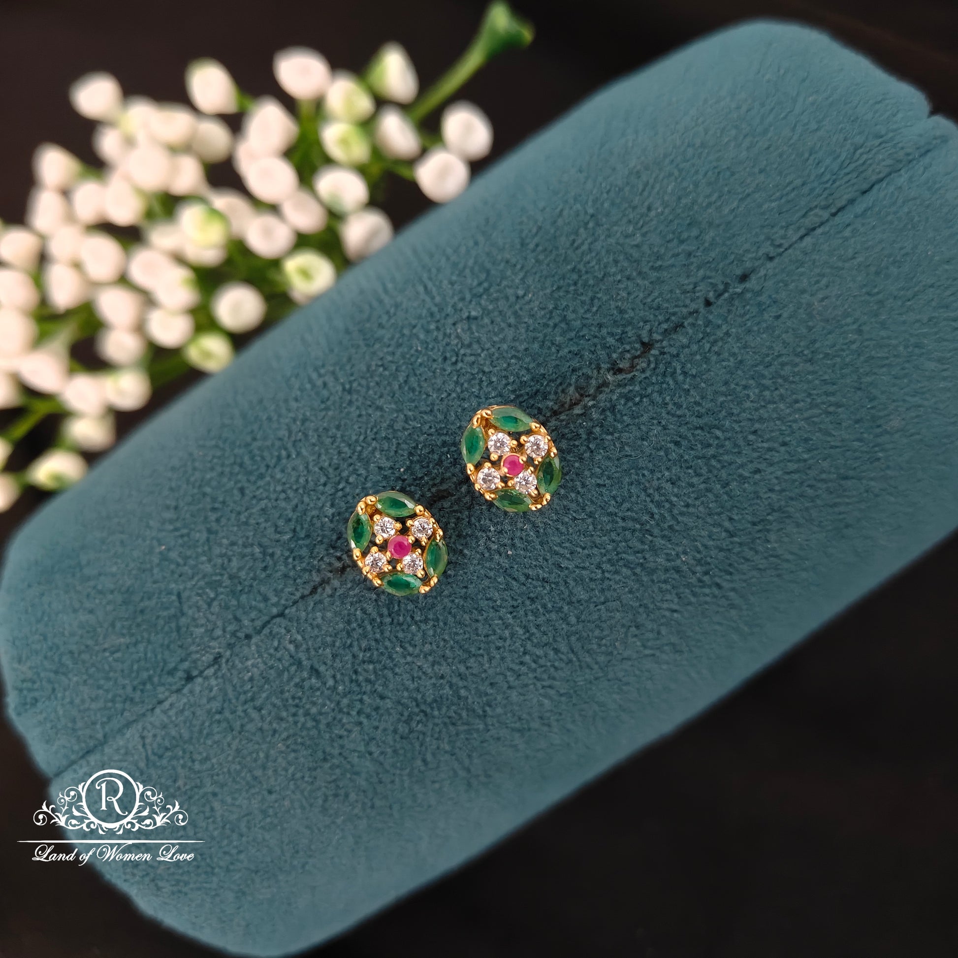earrings silver green stone earrings -rcbg090 92.5 silver ramala jewelry / ramala collections